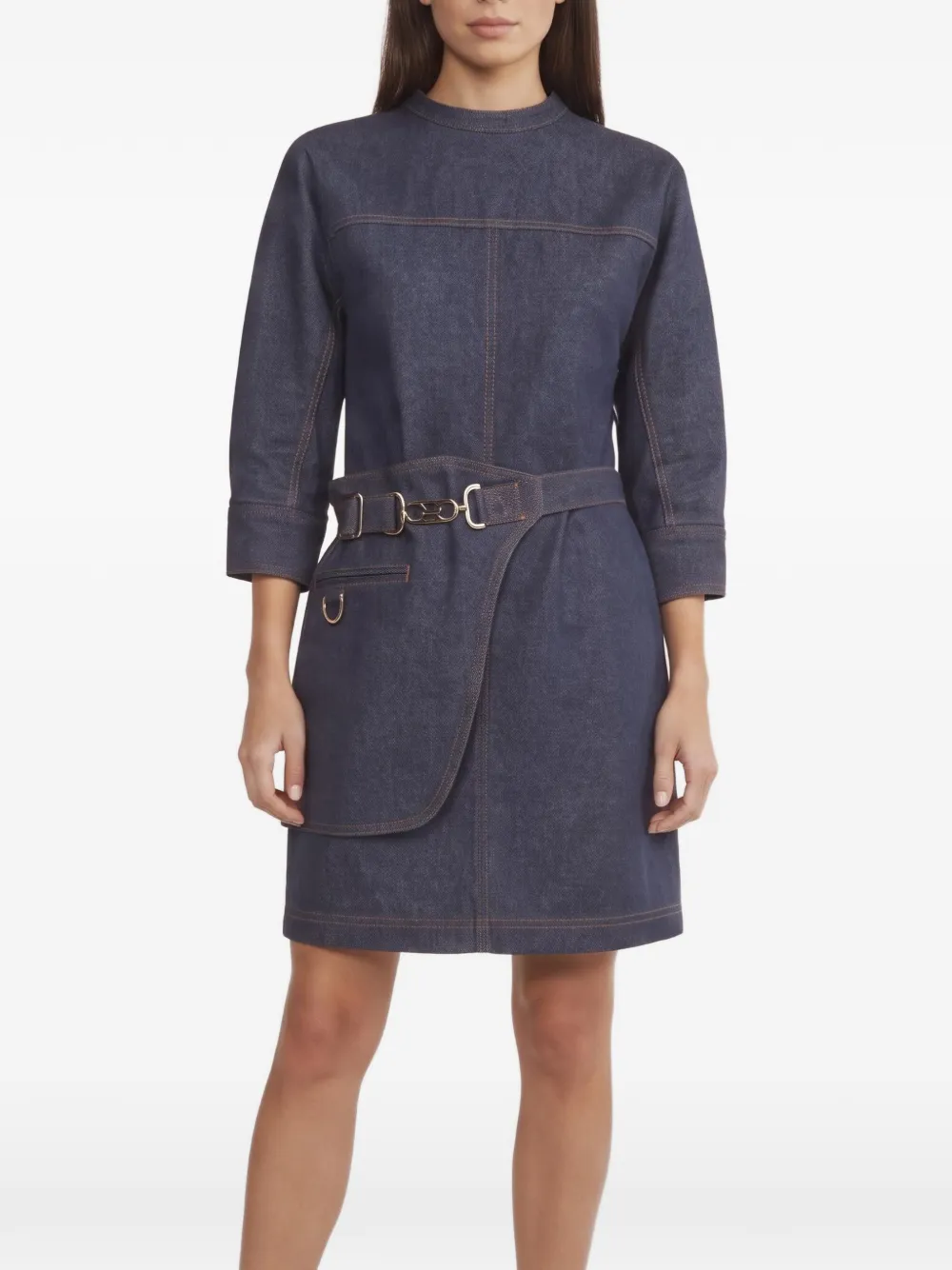 Fendi Pre-Owned asymmetric belted mini dress - Blau