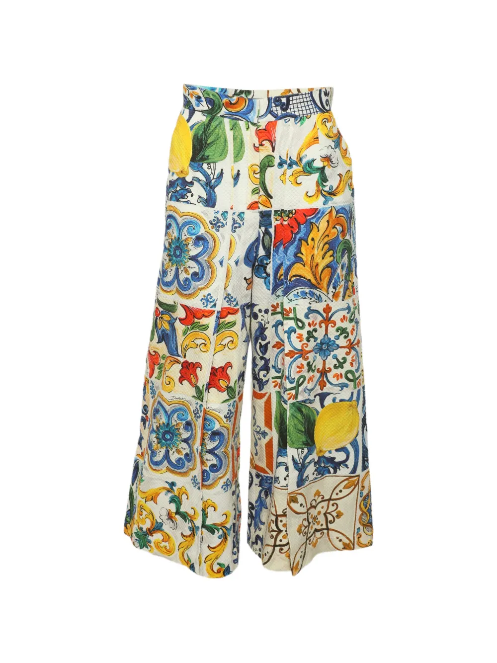 Pre-owned Dolce & Gabbana Printed Cropped Trousers In Neutrals