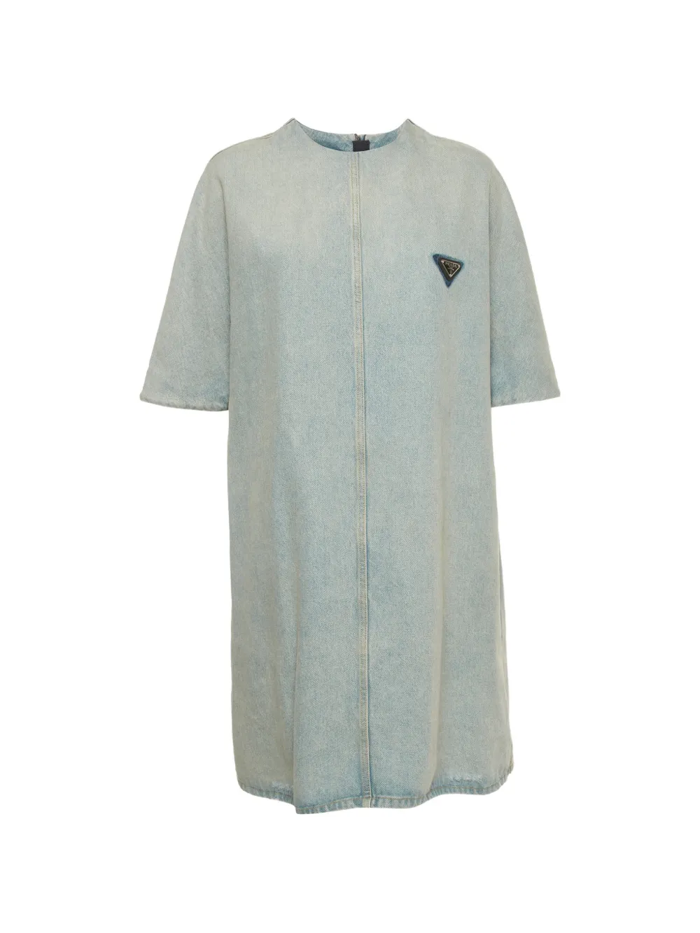 Prada Pre-Owned Triangle Logo washed denim shirt dress - Blu