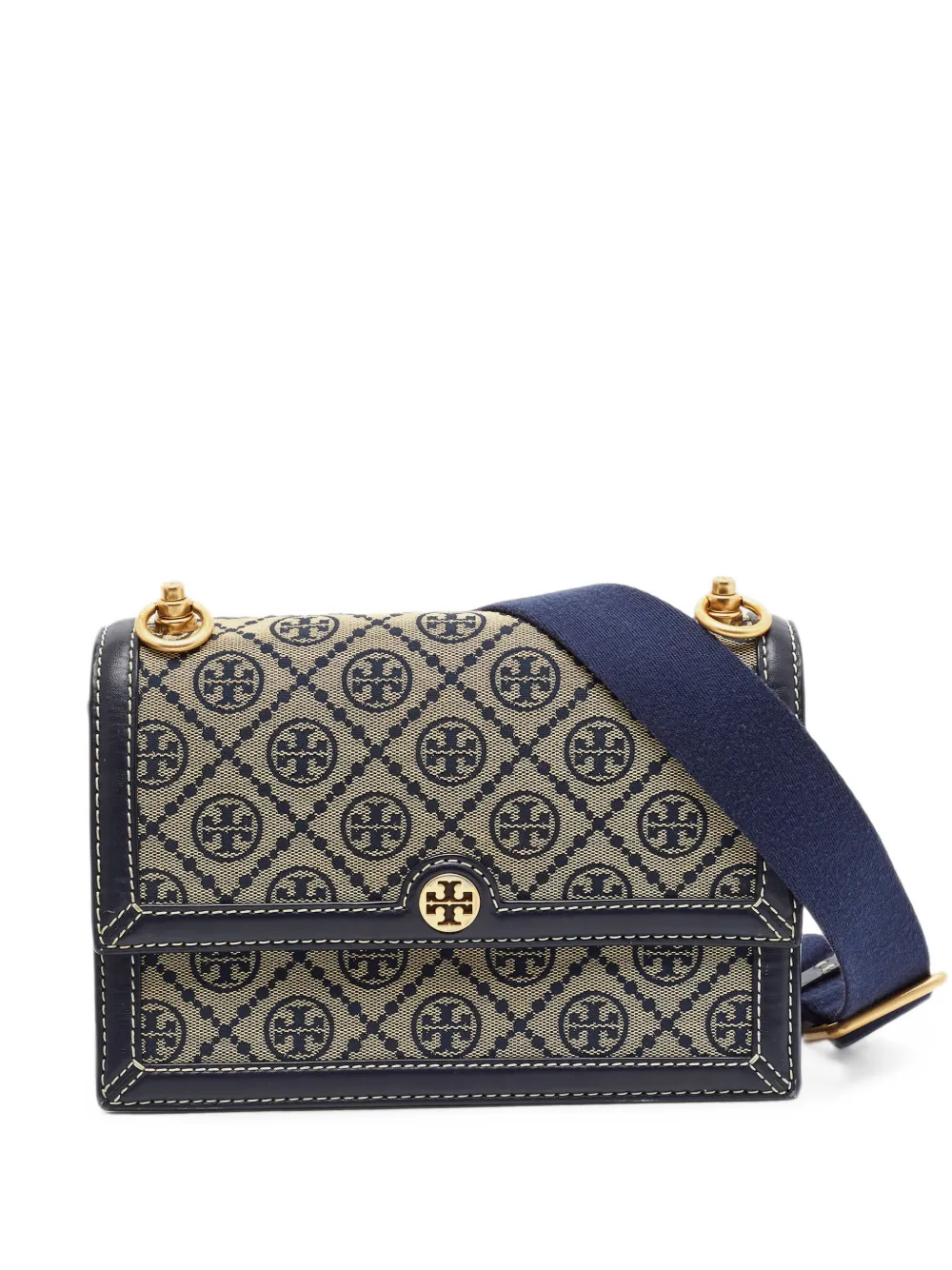 Tory Burch T Monogram canvas shoulder bag - Blu