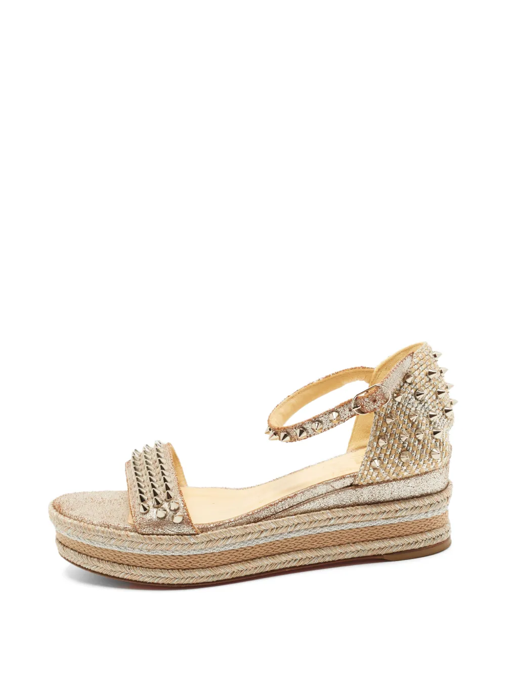Christian Louboutin Pre-Owned Wedge-Sandalen mit Nieten - Nude