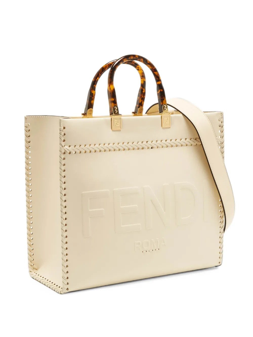 Fendi Pre-Owned 2021 Sunshine whipstitch tote bag - Bianco