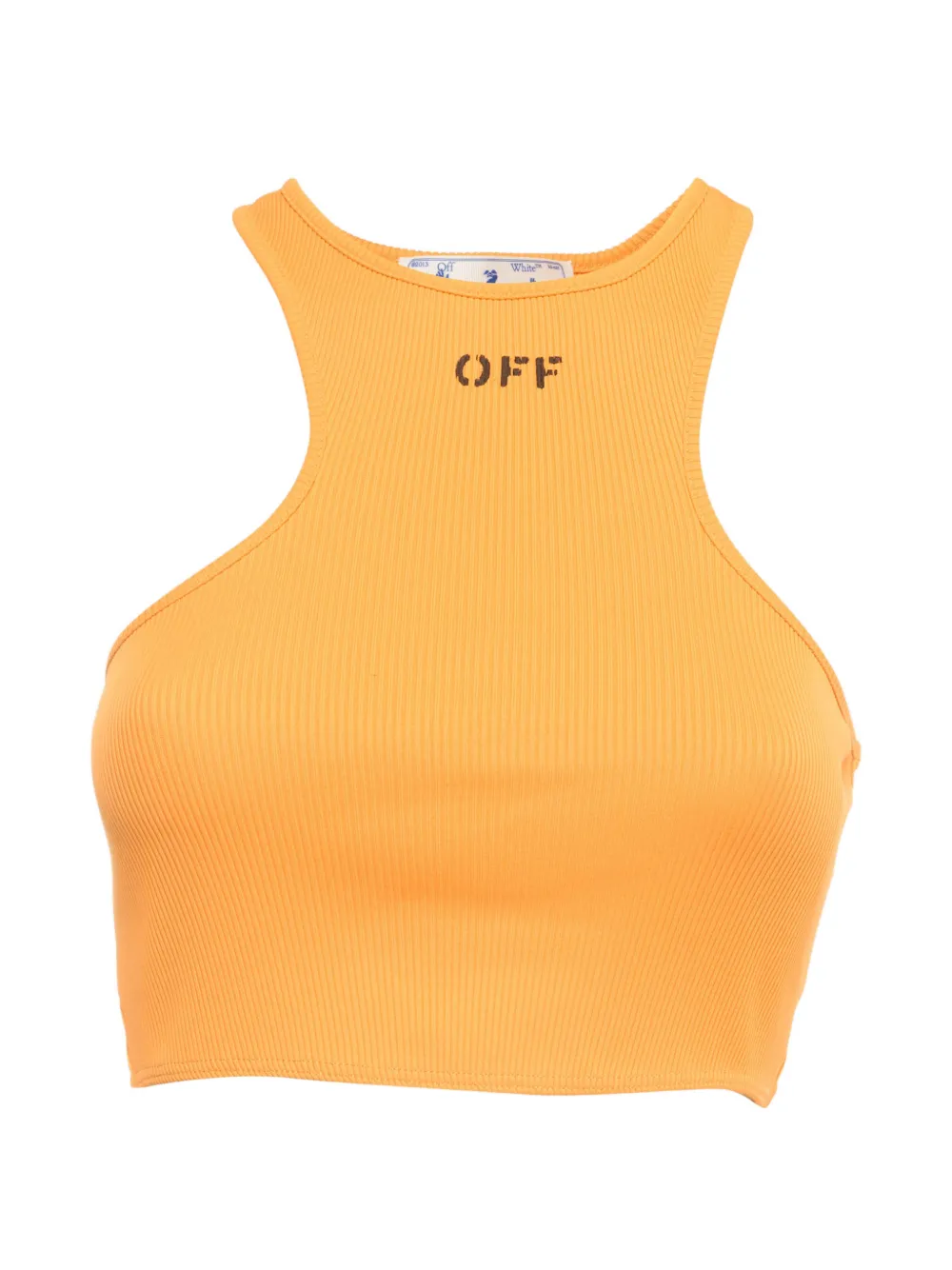 Off-White Pre-Owned Geripptes Off-Stamp Cropped-Top - Orange