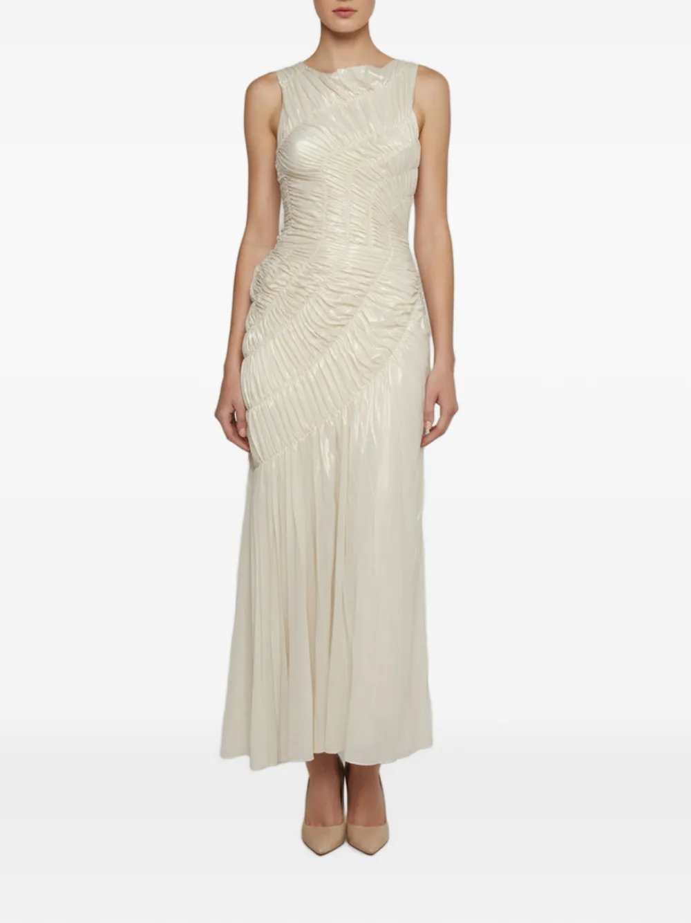 Georgia Hardinge Fossil shirred maxi dress - Toni neutri