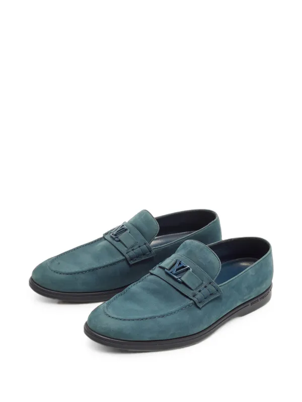 Louis Vuitton Pre-Owned Estate LV Initials Suede Loafers | Blue