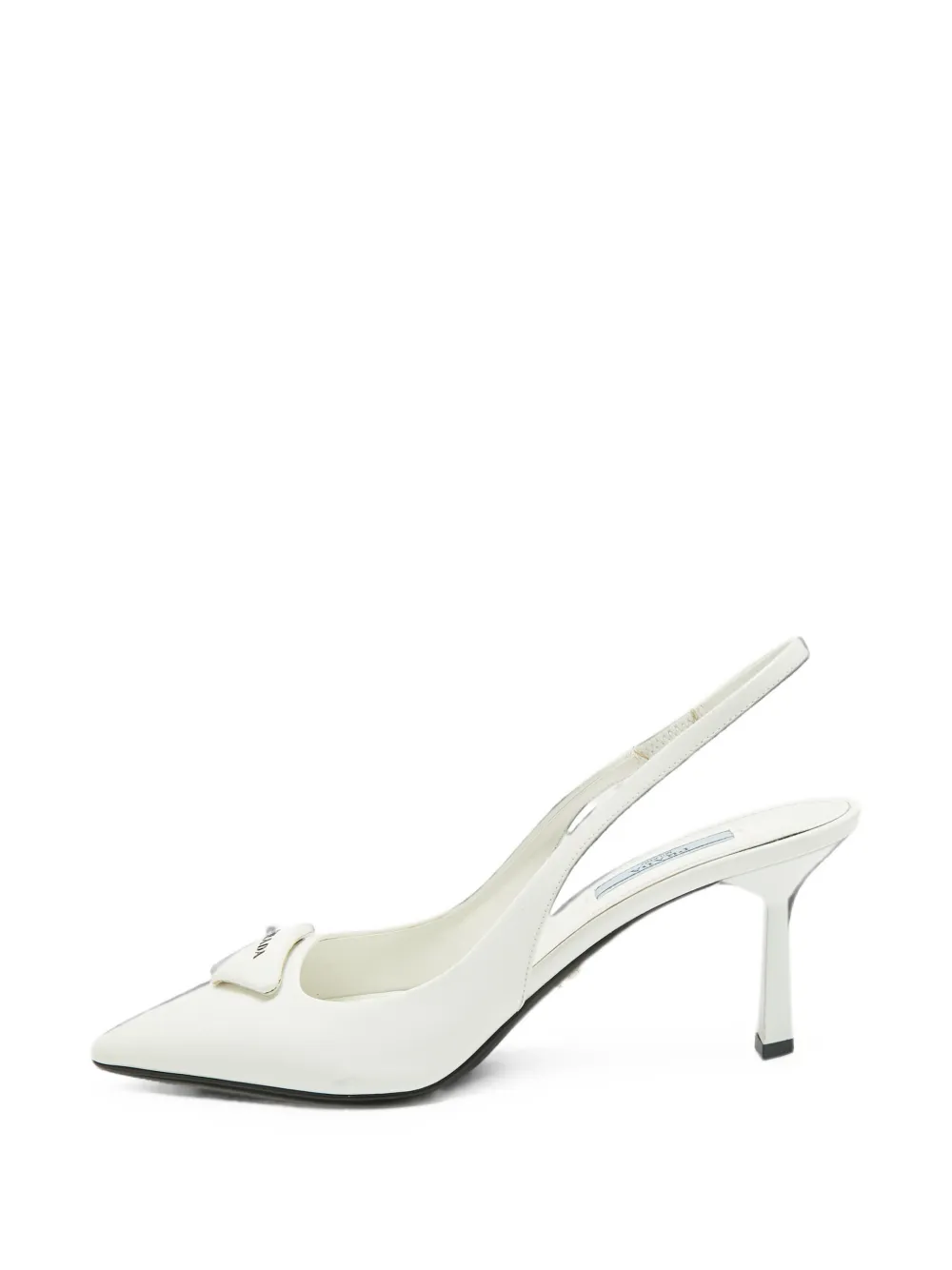 Prada Pre-Owned padded triangle logo slingback pumps - Bianco