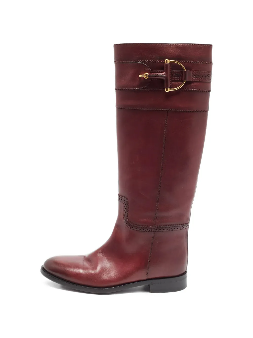 Pre-owned Gucci Horsebit Leather Knee-length Boots In Red