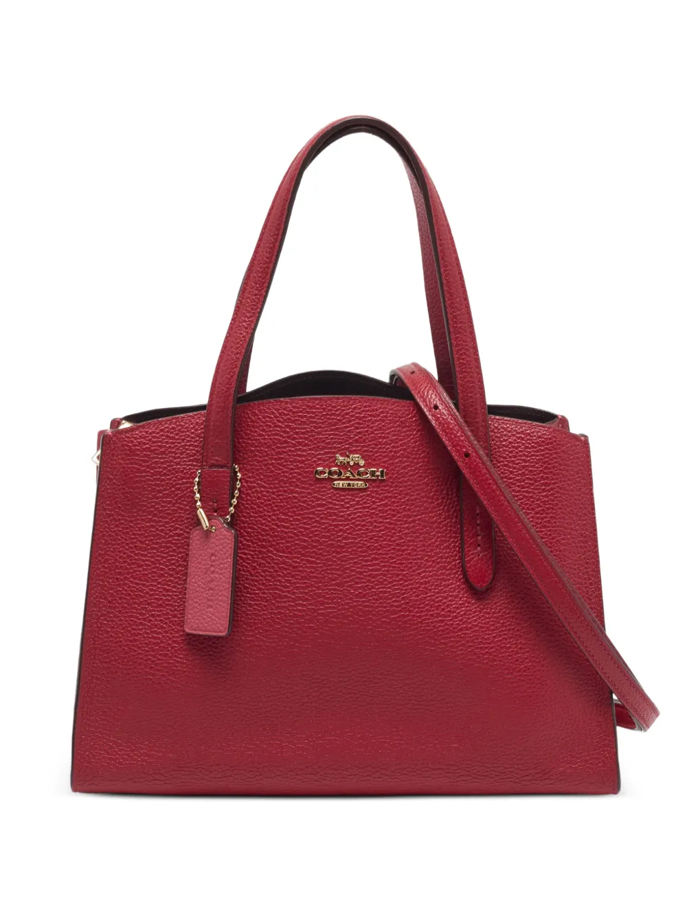 COACH トートバッグ キャンバス レザー 赤系 大容量 マチ有 Women