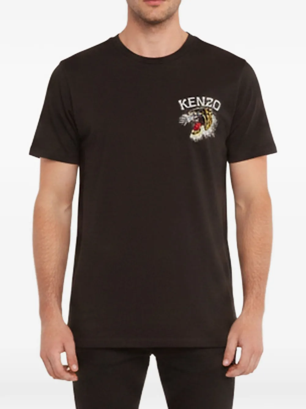 Kenzo Pre-Owned 타이거 로고 자수 티셔츠 | 블랙 | Image 1