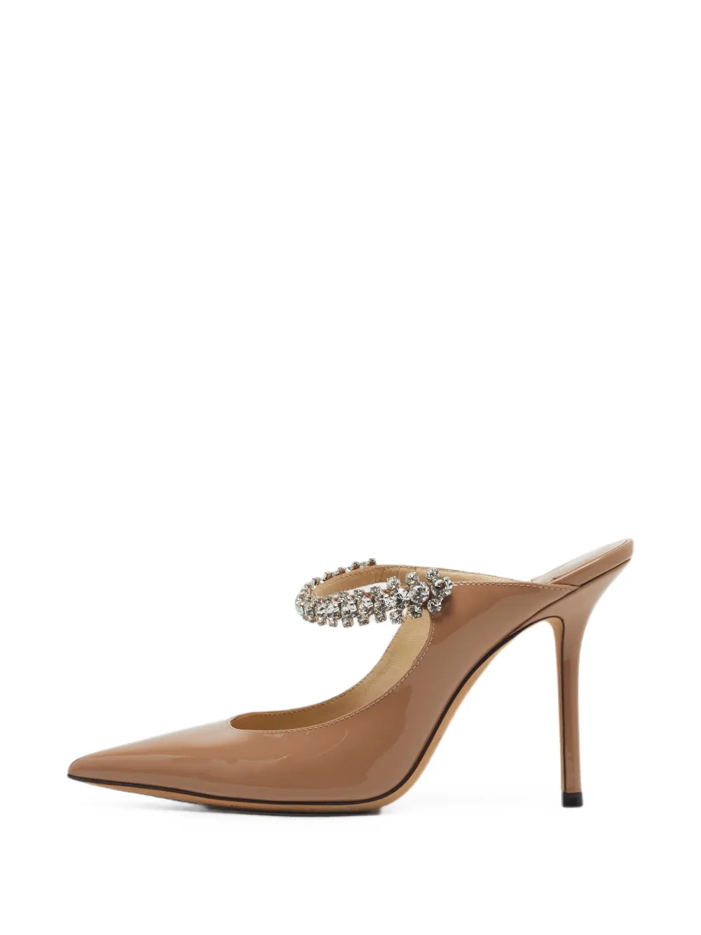 Pre-owned Jimmy Choo Bing Crystal-embellished Mules In Neutrals