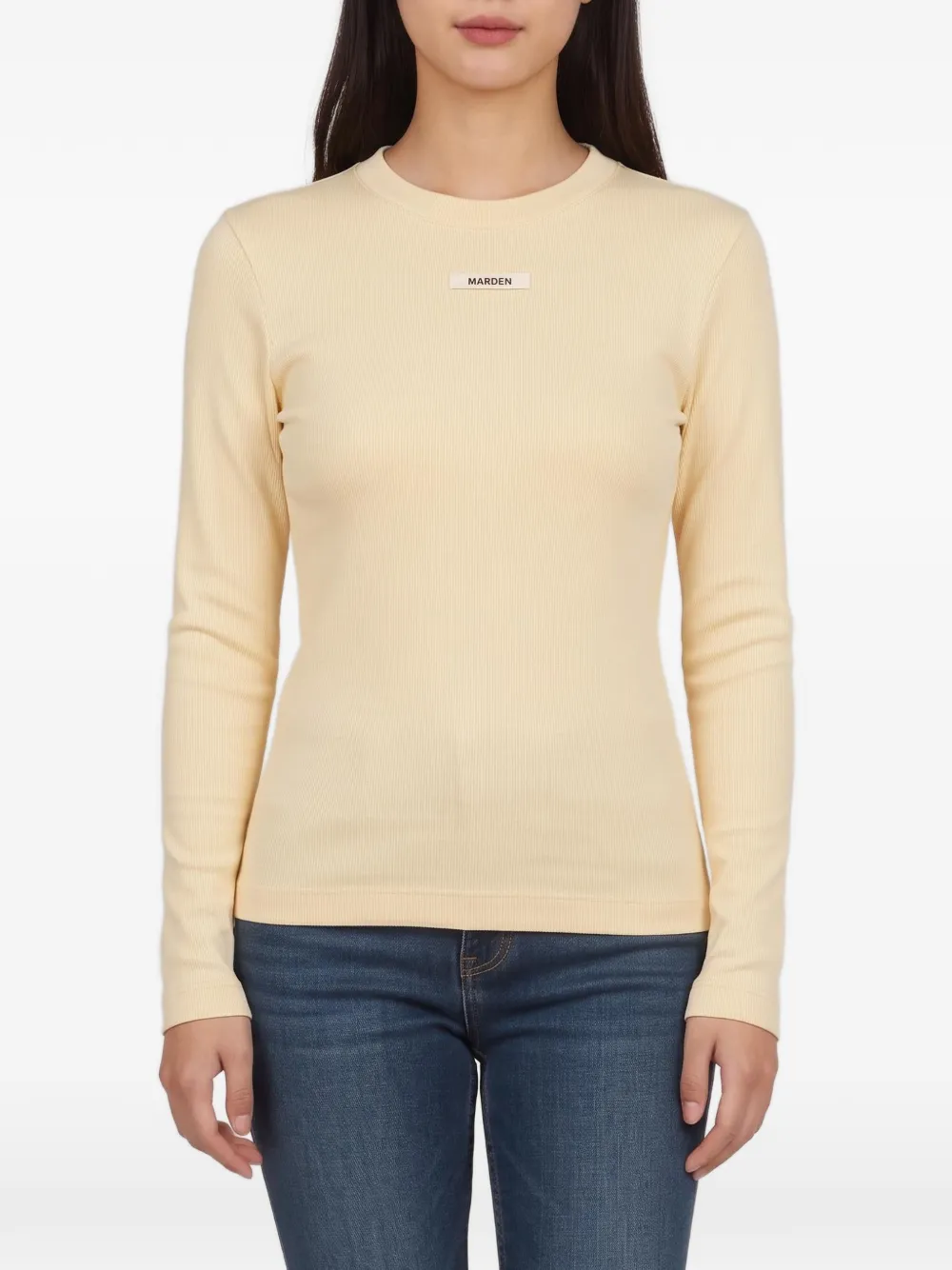 Jacquemus Pre-Owned logo-patch long-sleeve T-shirt - Gelb