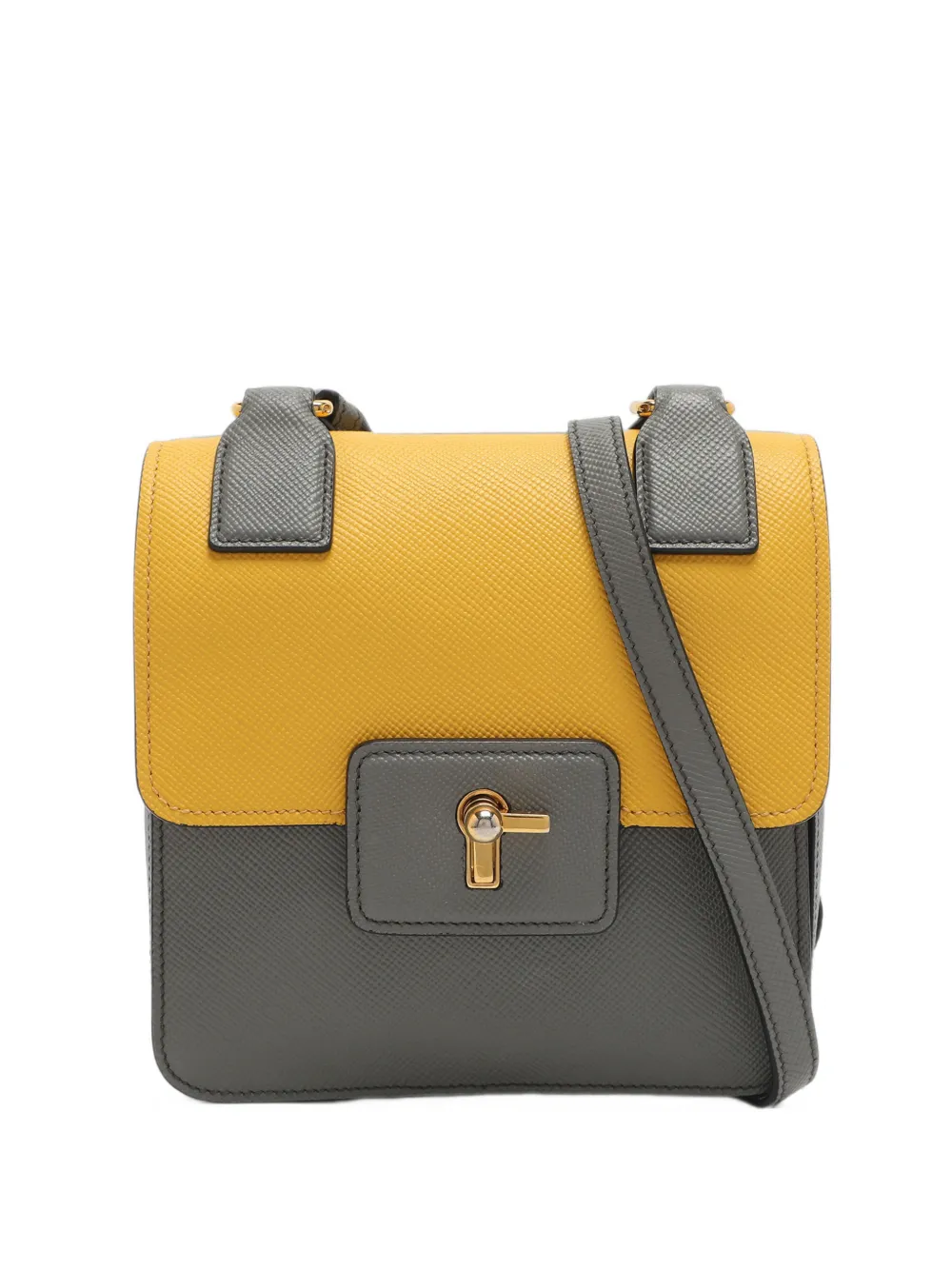 Prada Pre-Owned Saffiano turn-lock mini bag - Grigio