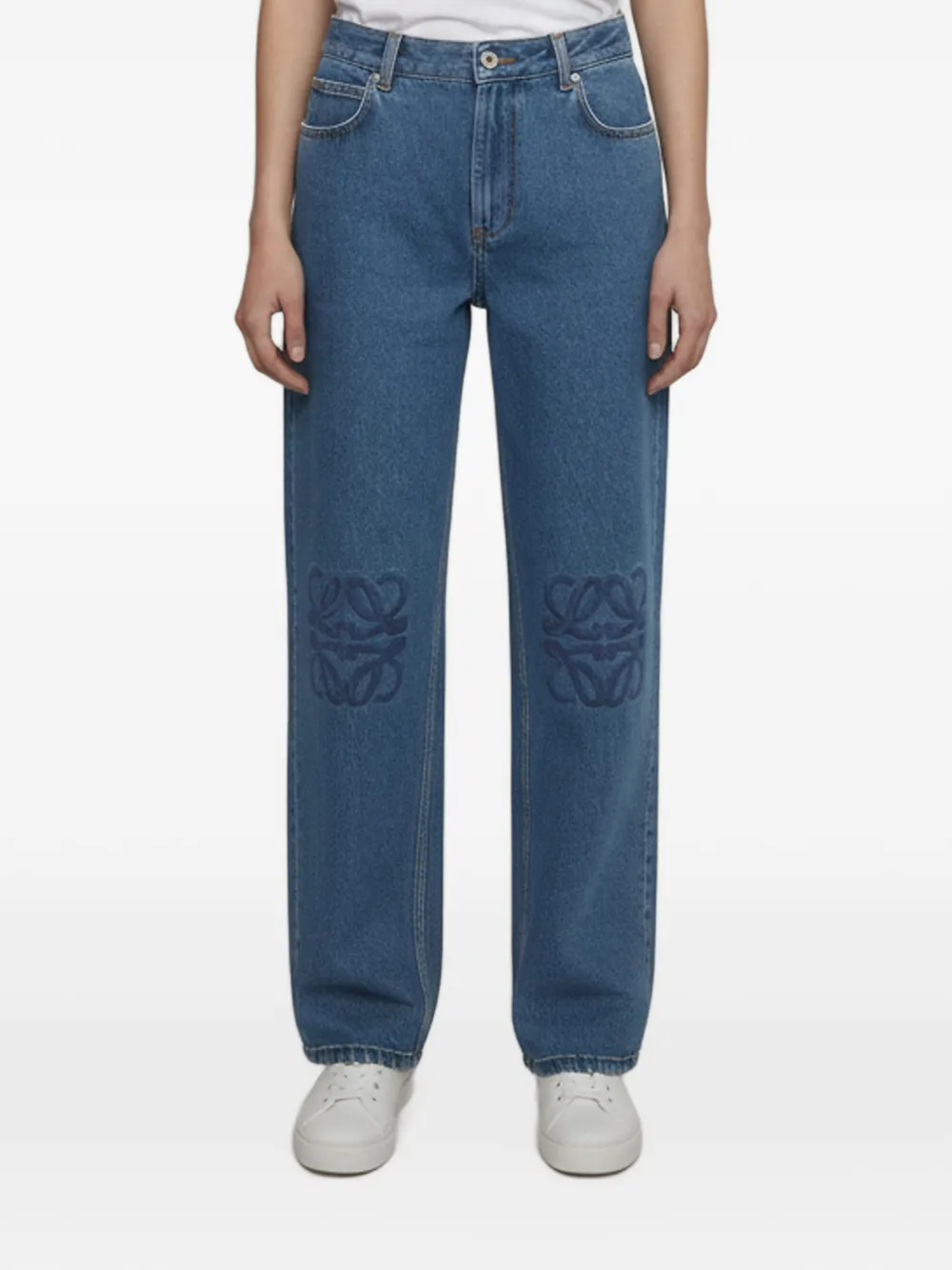 Loewe Pre-Owned Anagram embroidered jeans - Blu