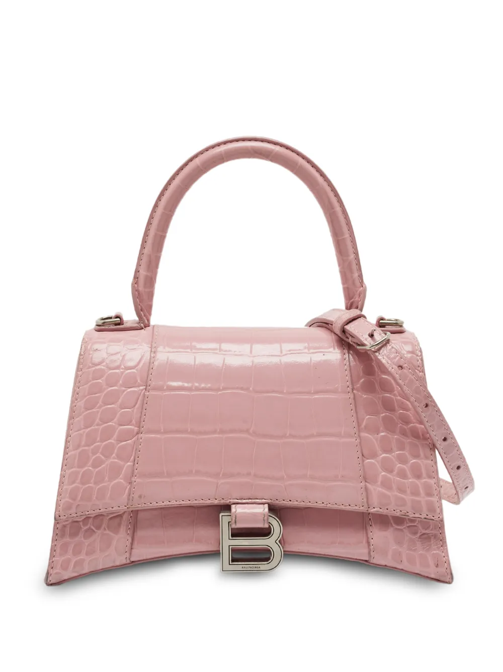 Balenciaga Pre-Owned petit sac à main Hourglass à embossage façon croco - Rose