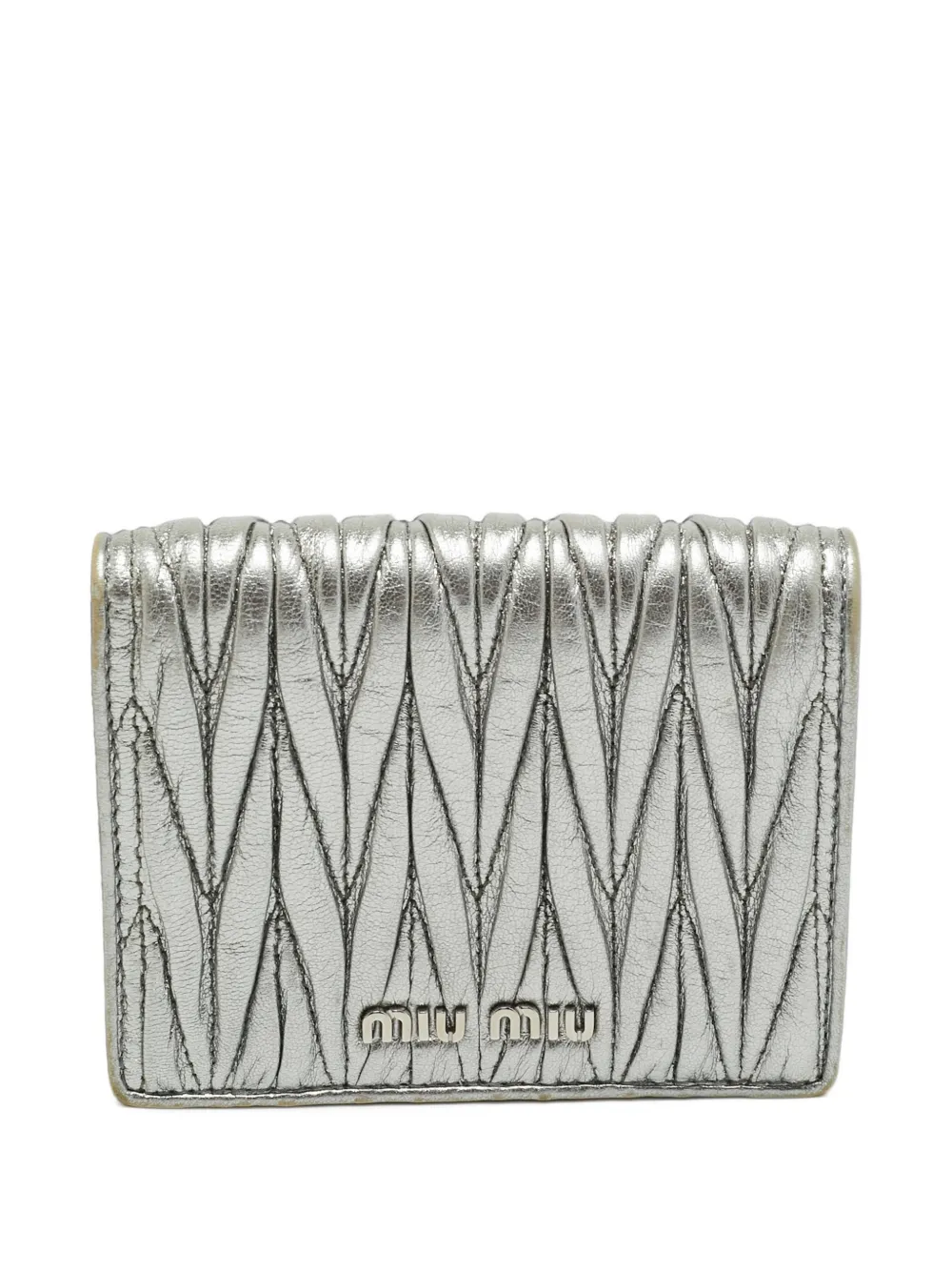 Miu Miu Pre-Owned matelassé leather bi-fold wallet - Argento