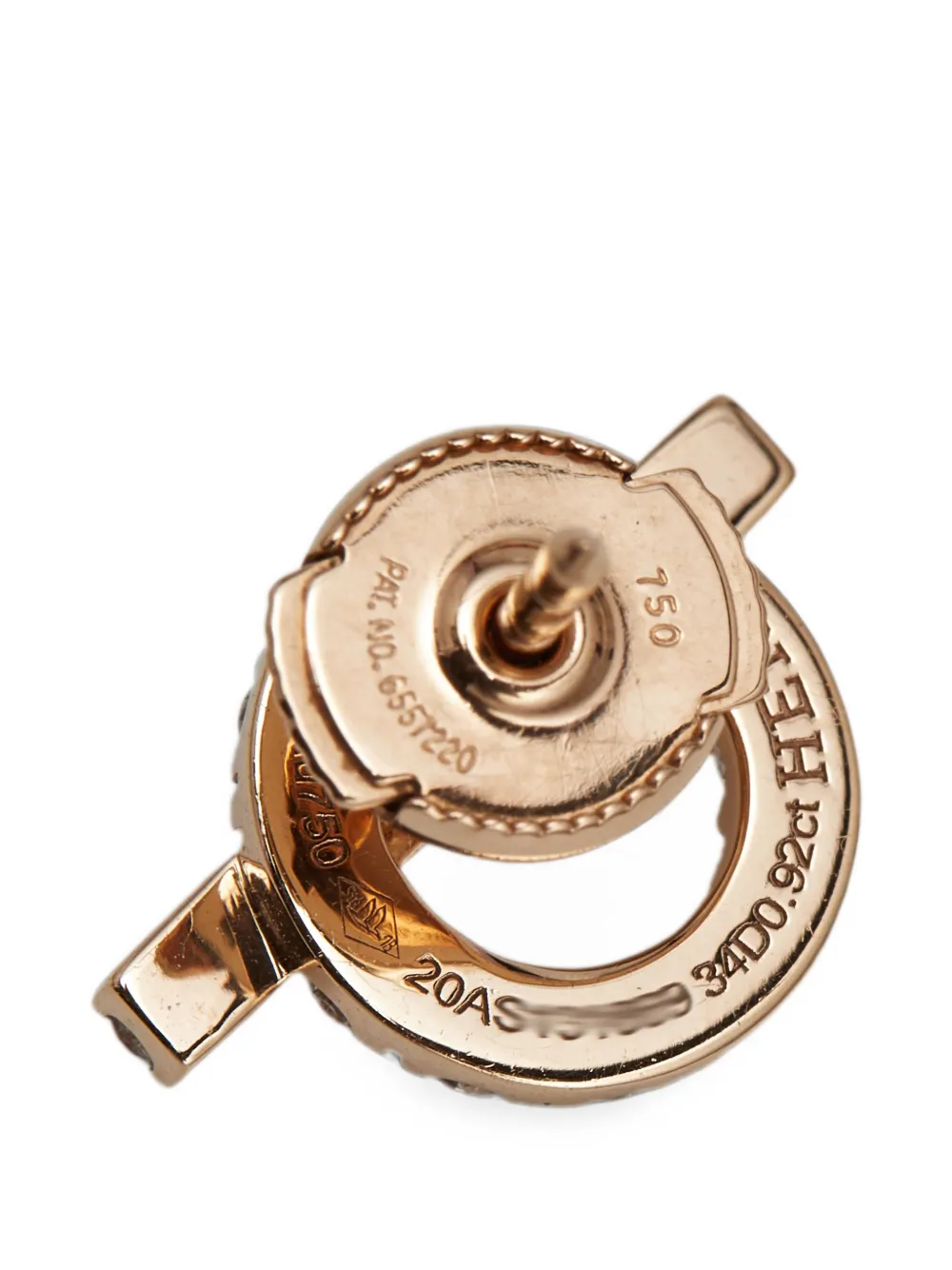 Pre-owned Hermes Finesse Toggle Motif Earrings In 粉色