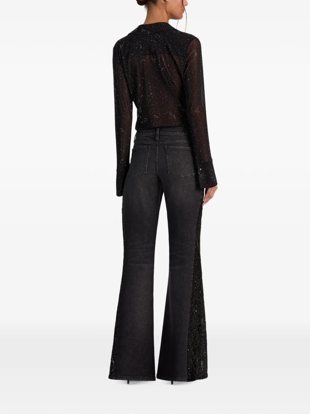 alice + olivia Freya rhinestone-embellished top Zwart