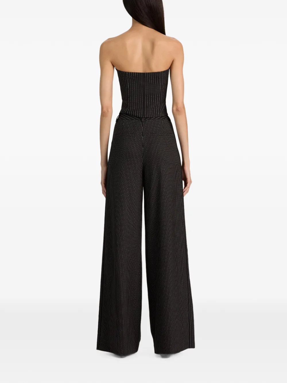 alice + olivia Kelcey pinstripe strapless top Zwart