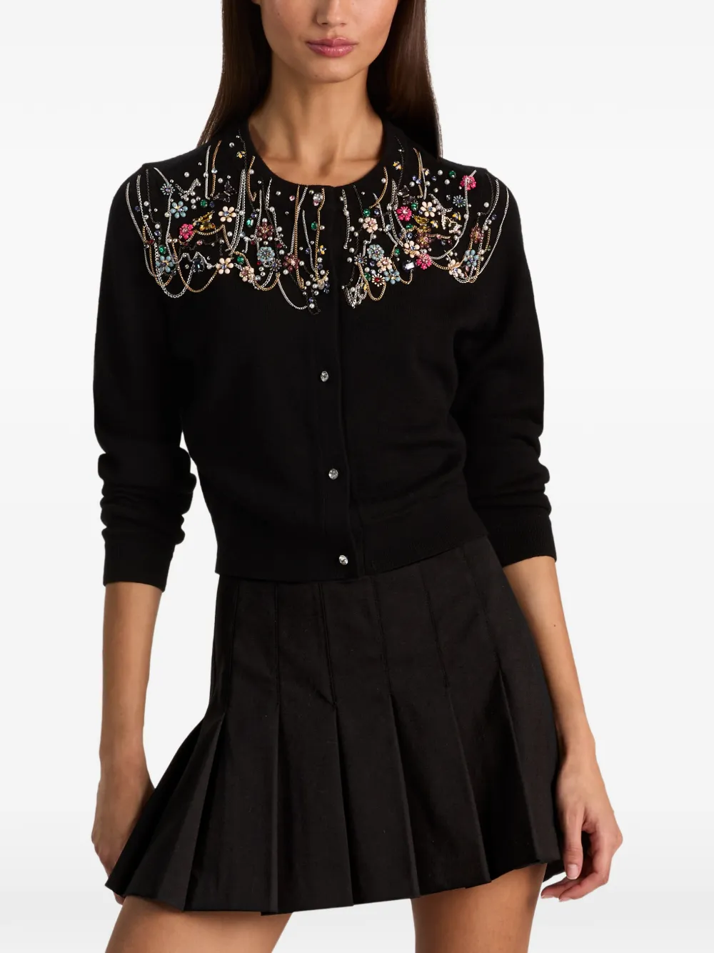 alice + olivia Dollie embellished cardigan Zwart