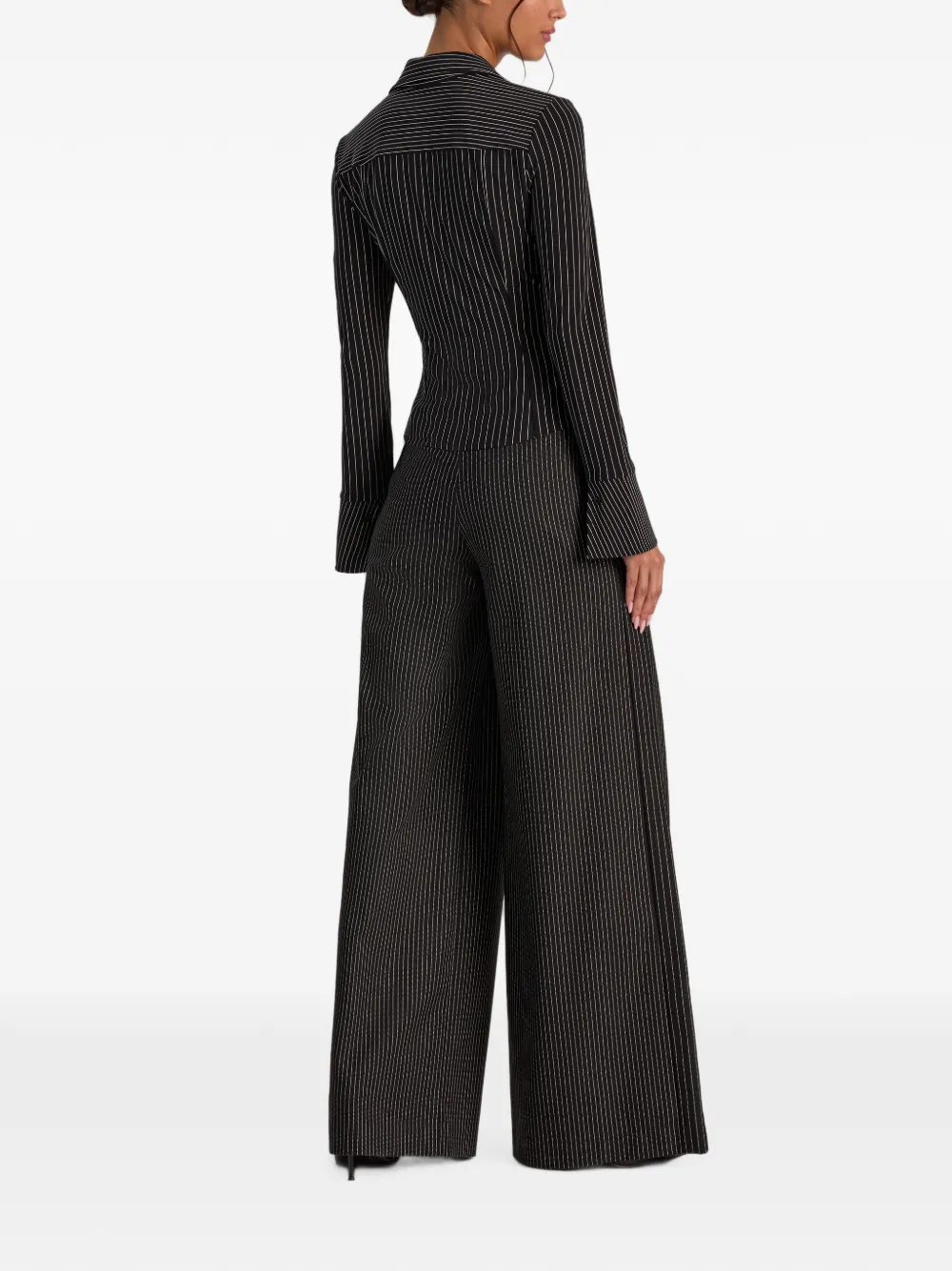 alice + olivia Freya pinstripe button-down blouse Zwart