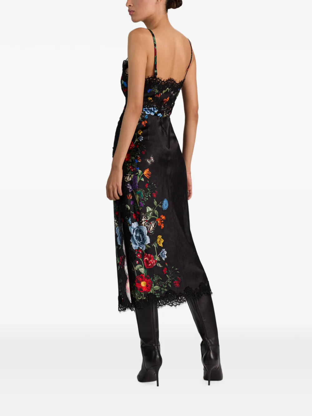 alice + olivia Maeve midi-rok met kanten afwerking Zwart