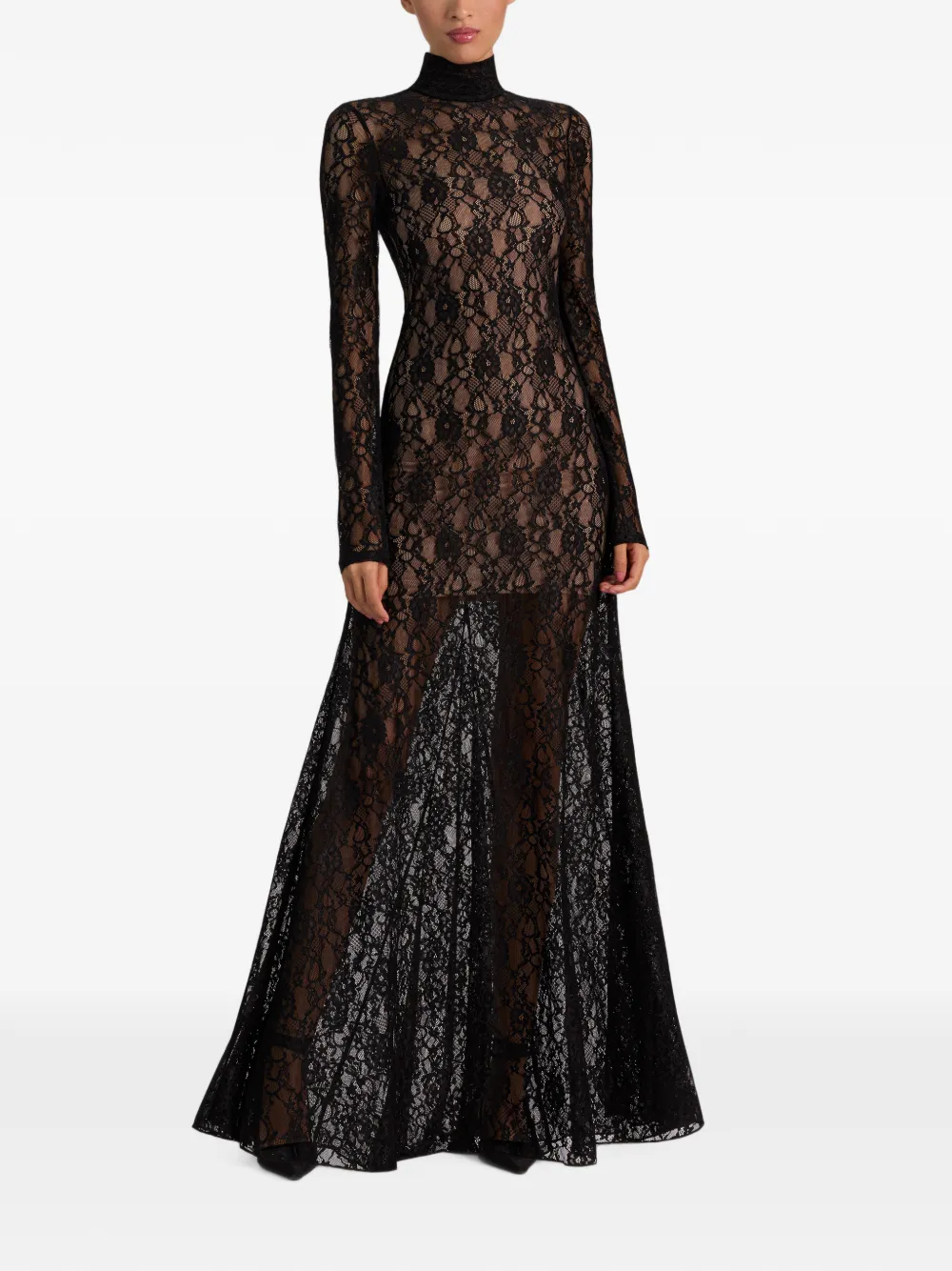alice + olivia Delora lace-panel maxi dress Zwart
