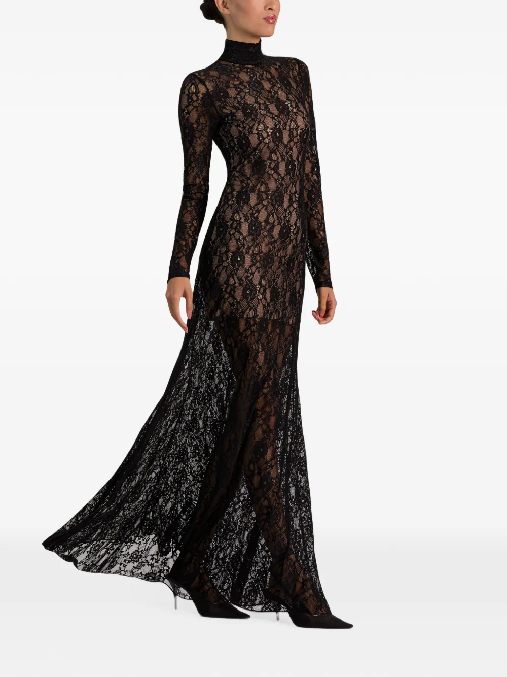 alice + olivia Delora lace-panel maxi dress Zwart