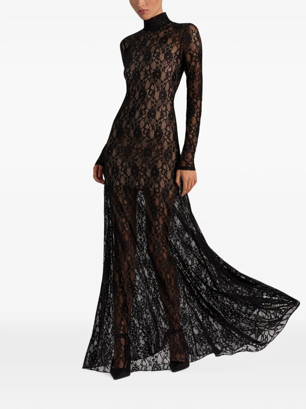 alice + olivia Delora lace-panel maxi dress Zwart