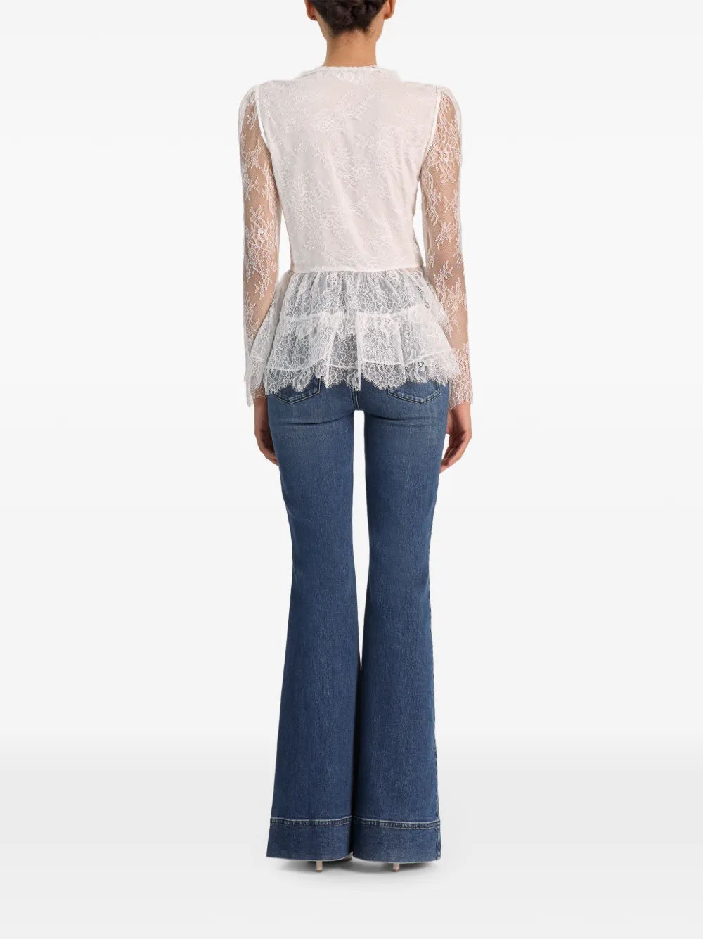 alice + olivia Xavier lace peplum top Wit