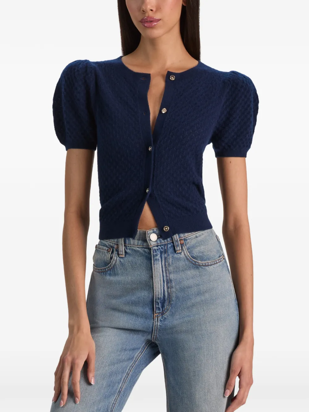alice + olivia Sabine puff-sleeve cardigan Blauw