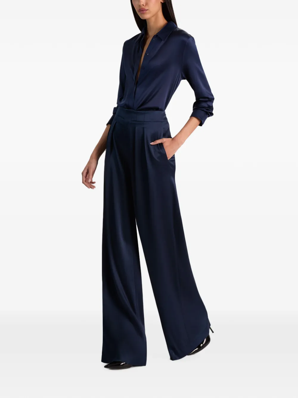 alice + olivia Eloise plooibroek met wijde pijpen Blauw