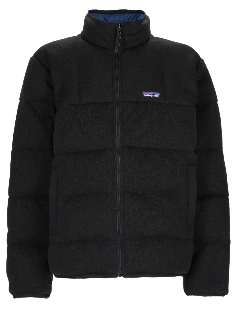 Patagonia quilted logo-patch jacket Zwart