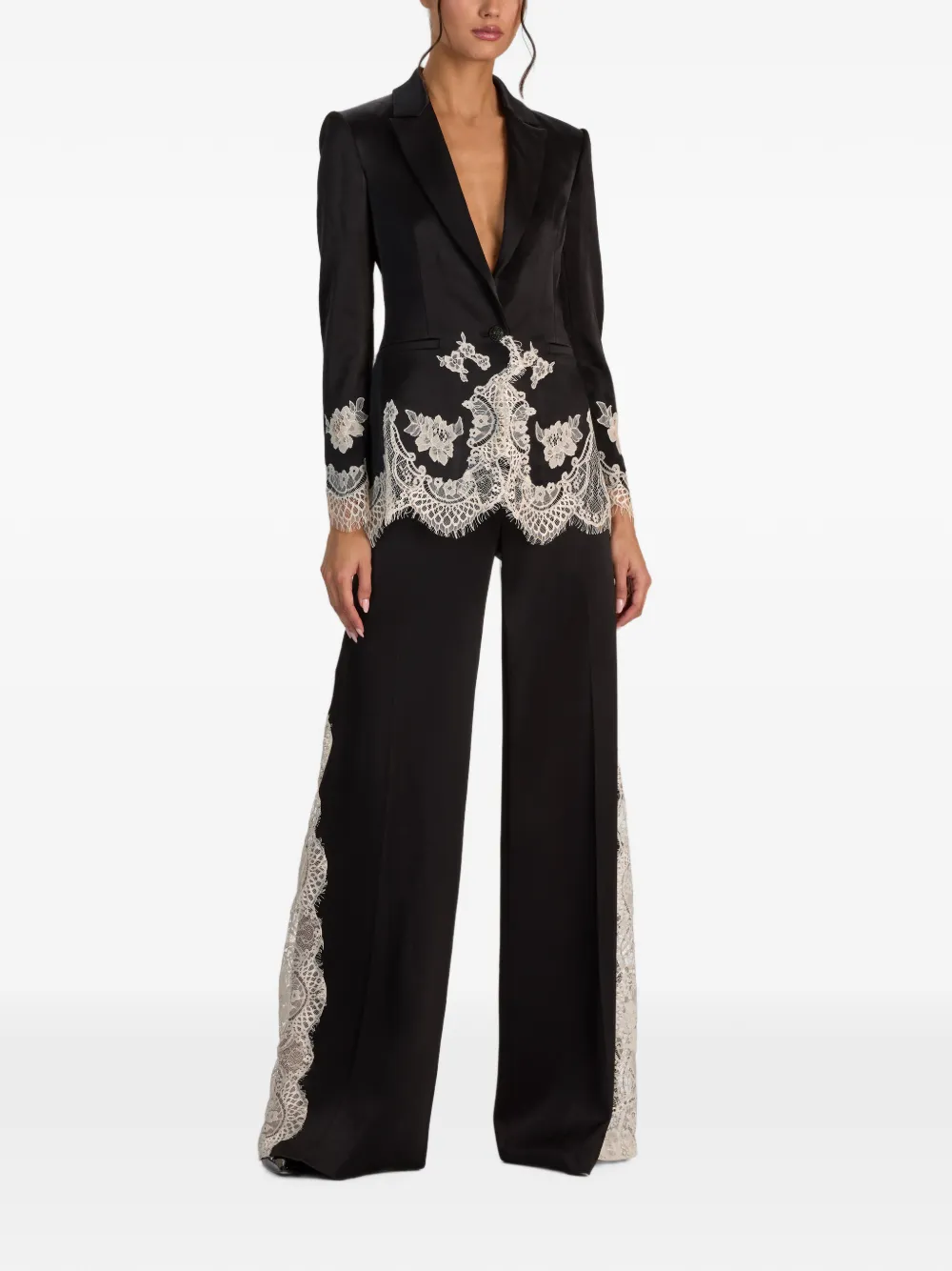 alice + olivia Breann lace-trim blazer Zwart