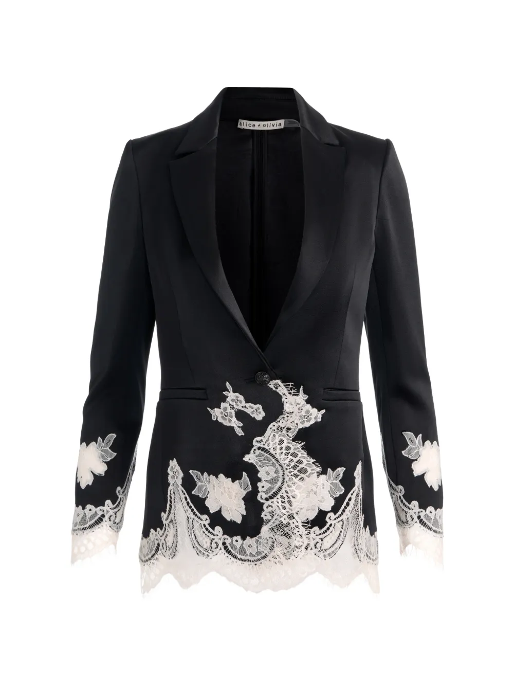 alice + olivia Breann lace-trim blazer