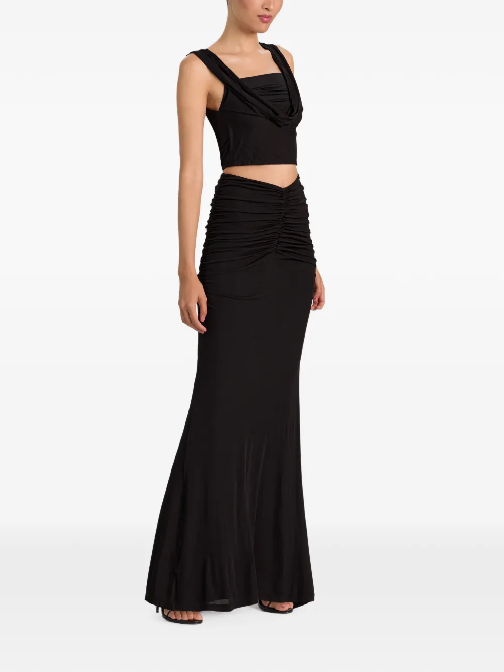 alice + olivia Shannon maxi-rok met ruches Zwart