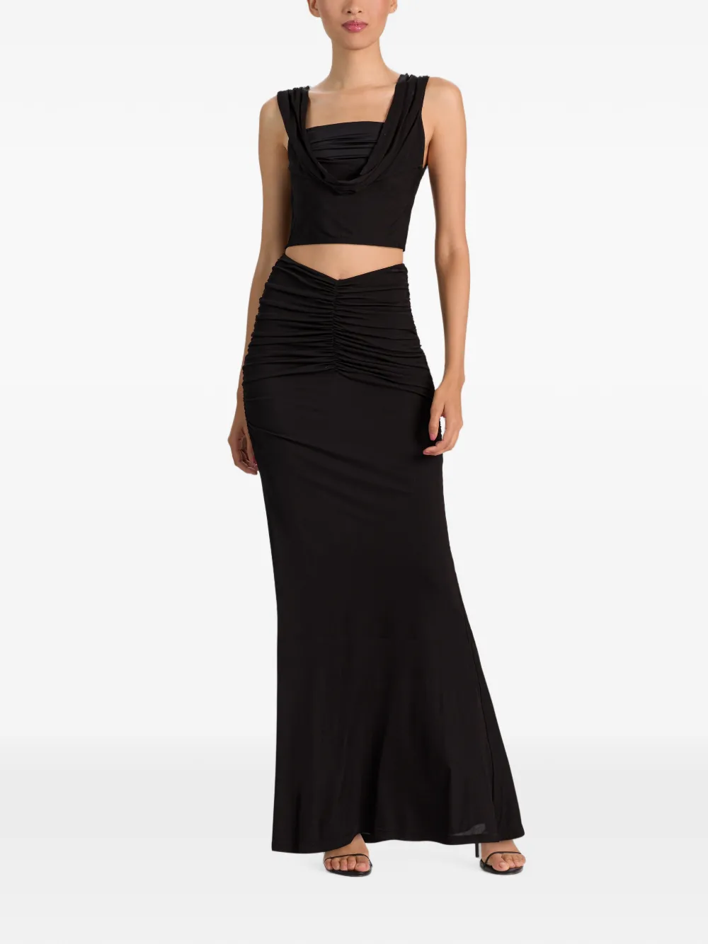 alice + olivia Shannon maxi-rok met ruches Zwart