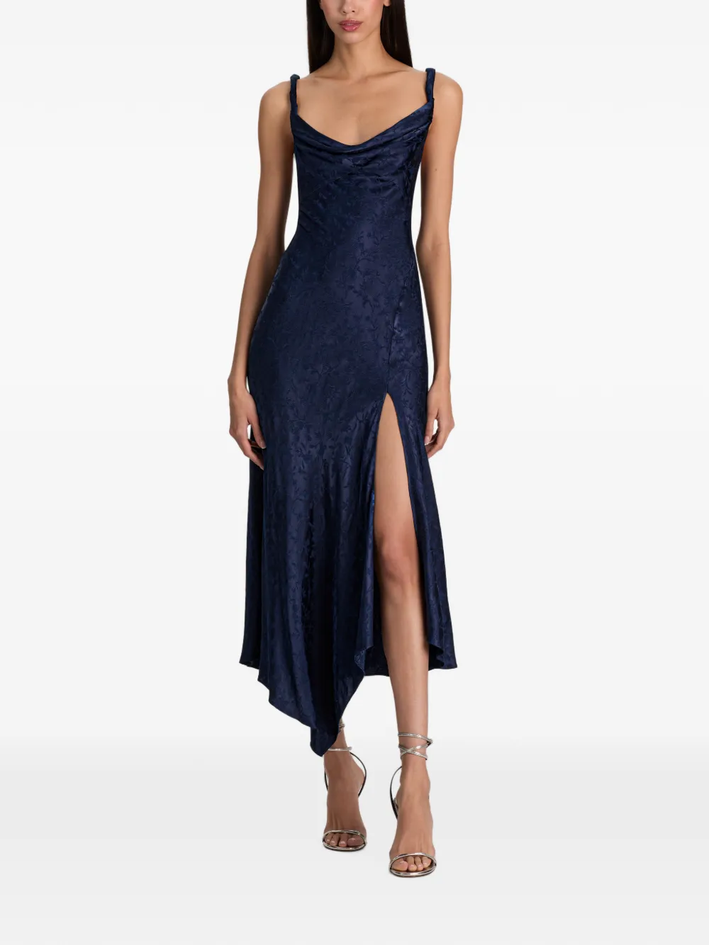 alice + olivia Monique cowl-neck midi dress Blauw