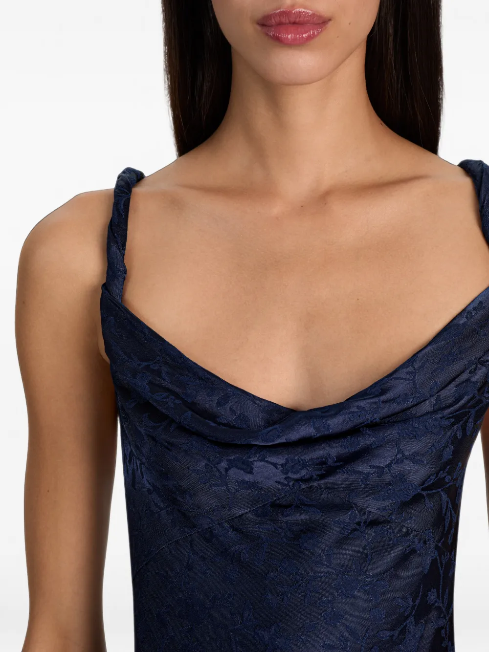 alice + olivia Monique cowl-neck midi dress Blauw