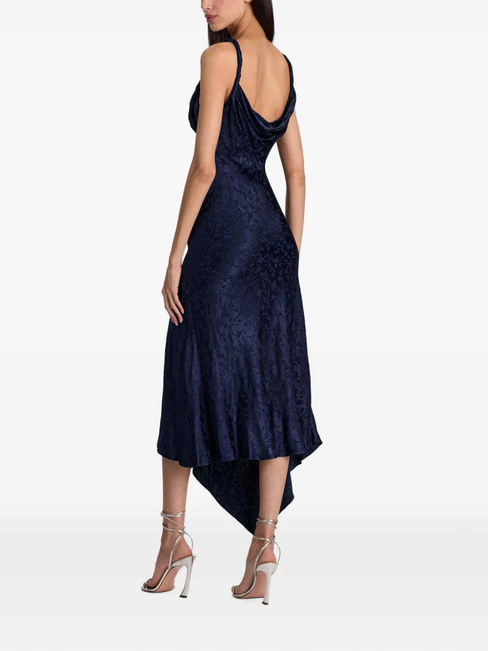 alice + olivia Monique cowl-neck midi dress Blauw