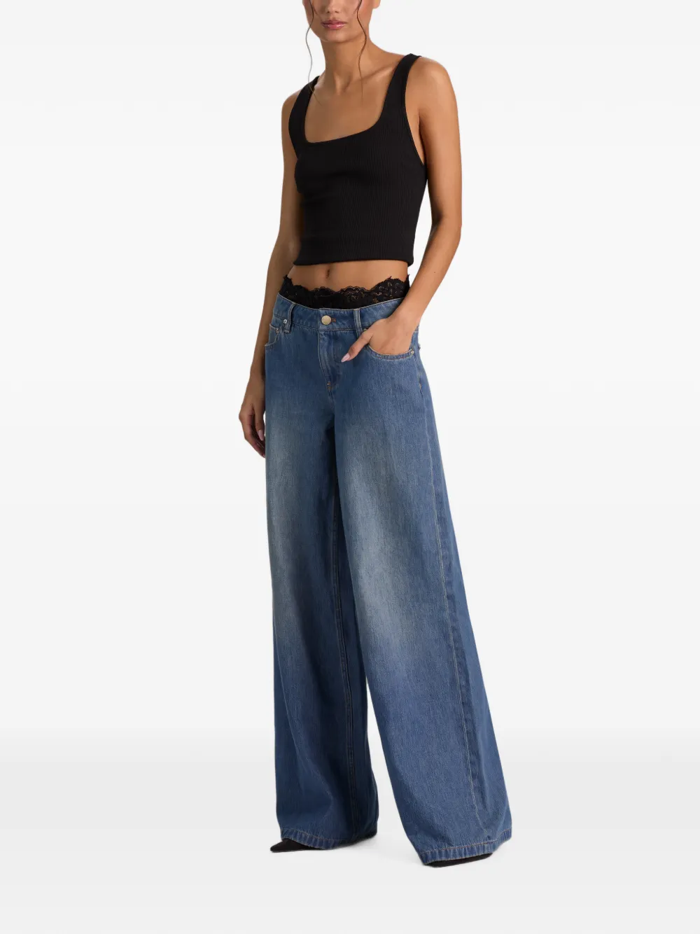 alice + olivia Ian jeans met tailleband met veters Blauw