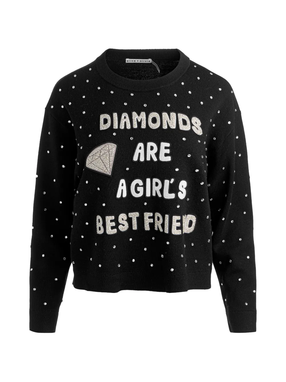 Alice + Olivia Perry Crystal-embellished Sweater In 블랙