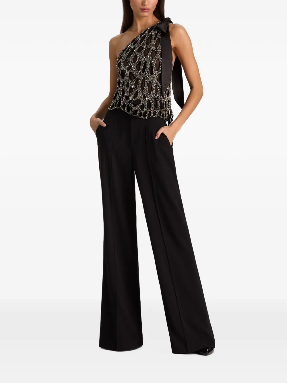 alice + olivia Yesenia verfraaide top Zwart