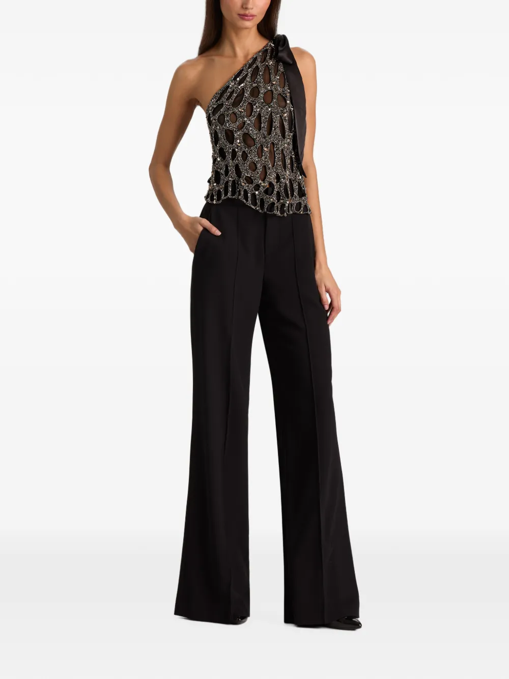 alice + olivia Yesenia verfraaide top Zwart
