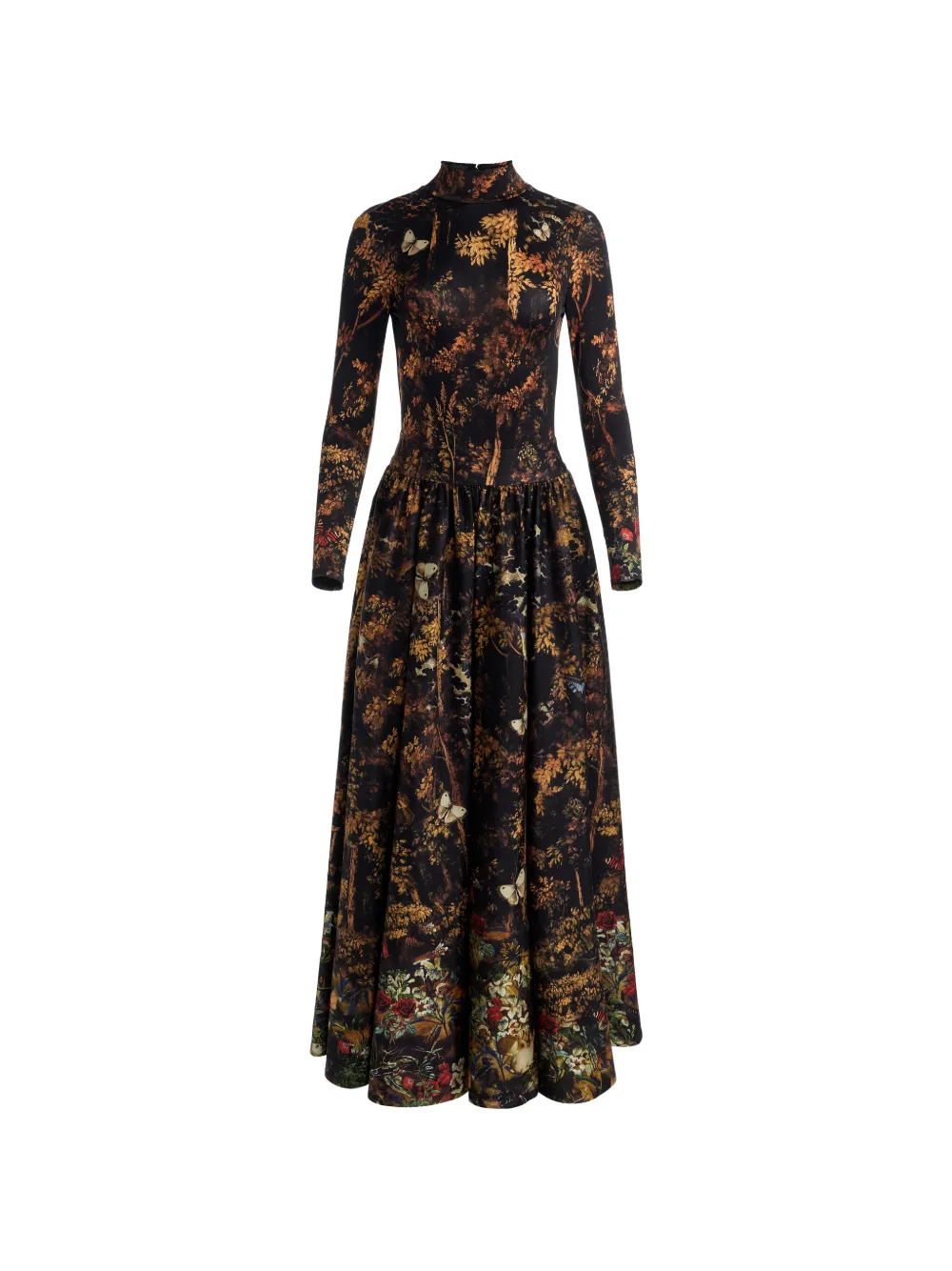 alice + olivia Chara forest-print high-neck maxi dress