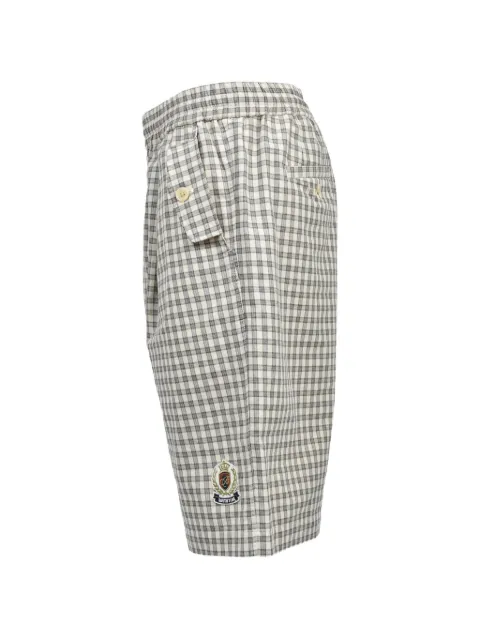 BREATH emblem-embroidered checked shorts
