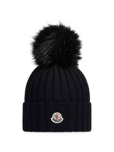 Moncler pom-pom rib-knit beanie hat