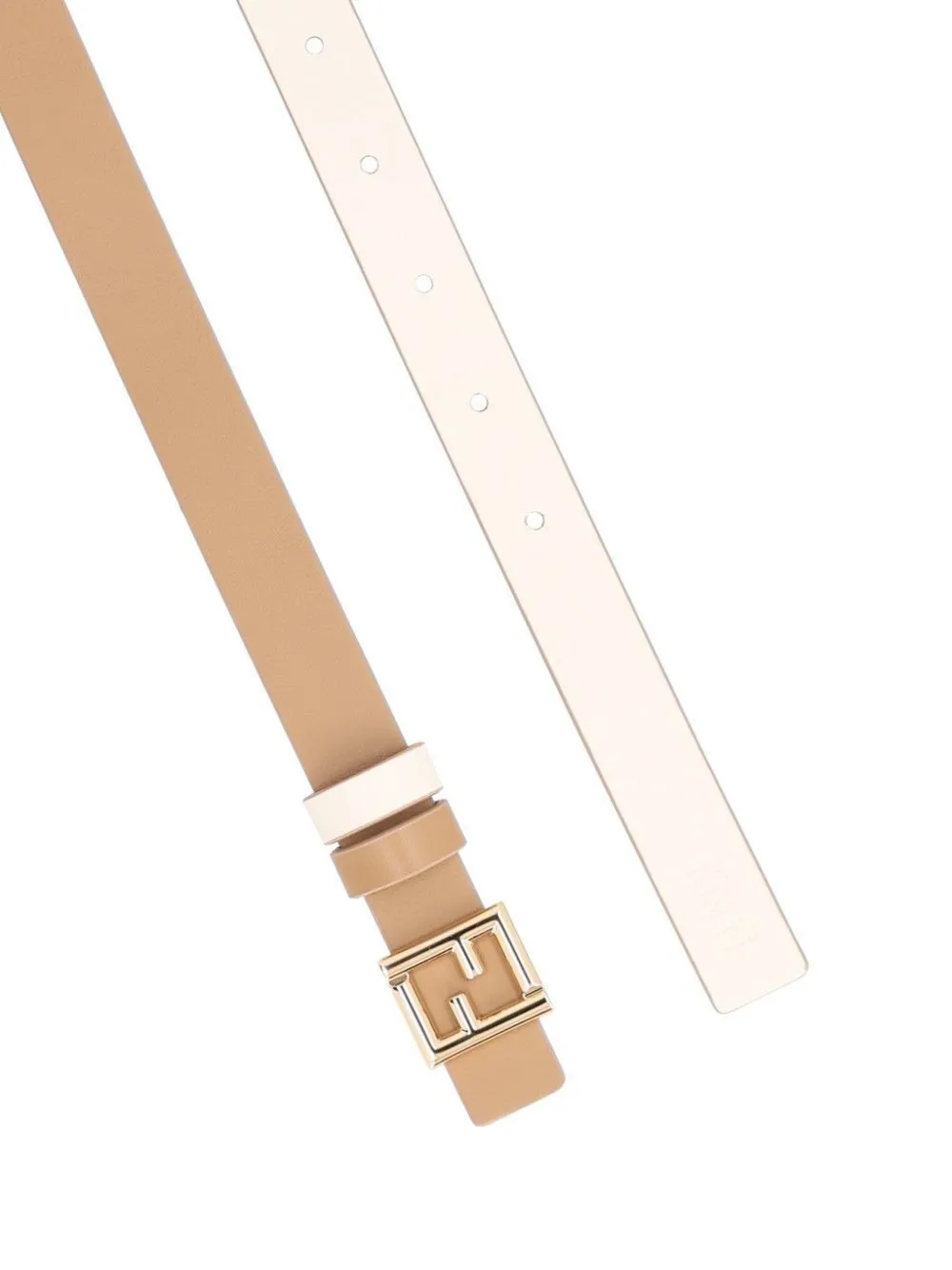 FENDI camel and parchment colour leather 20 mm reversible belt Bruin