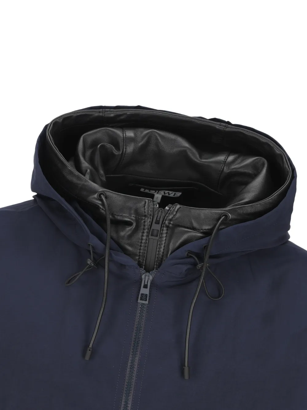 LOEWE Jack met leren afwerking en capuchon Blauw