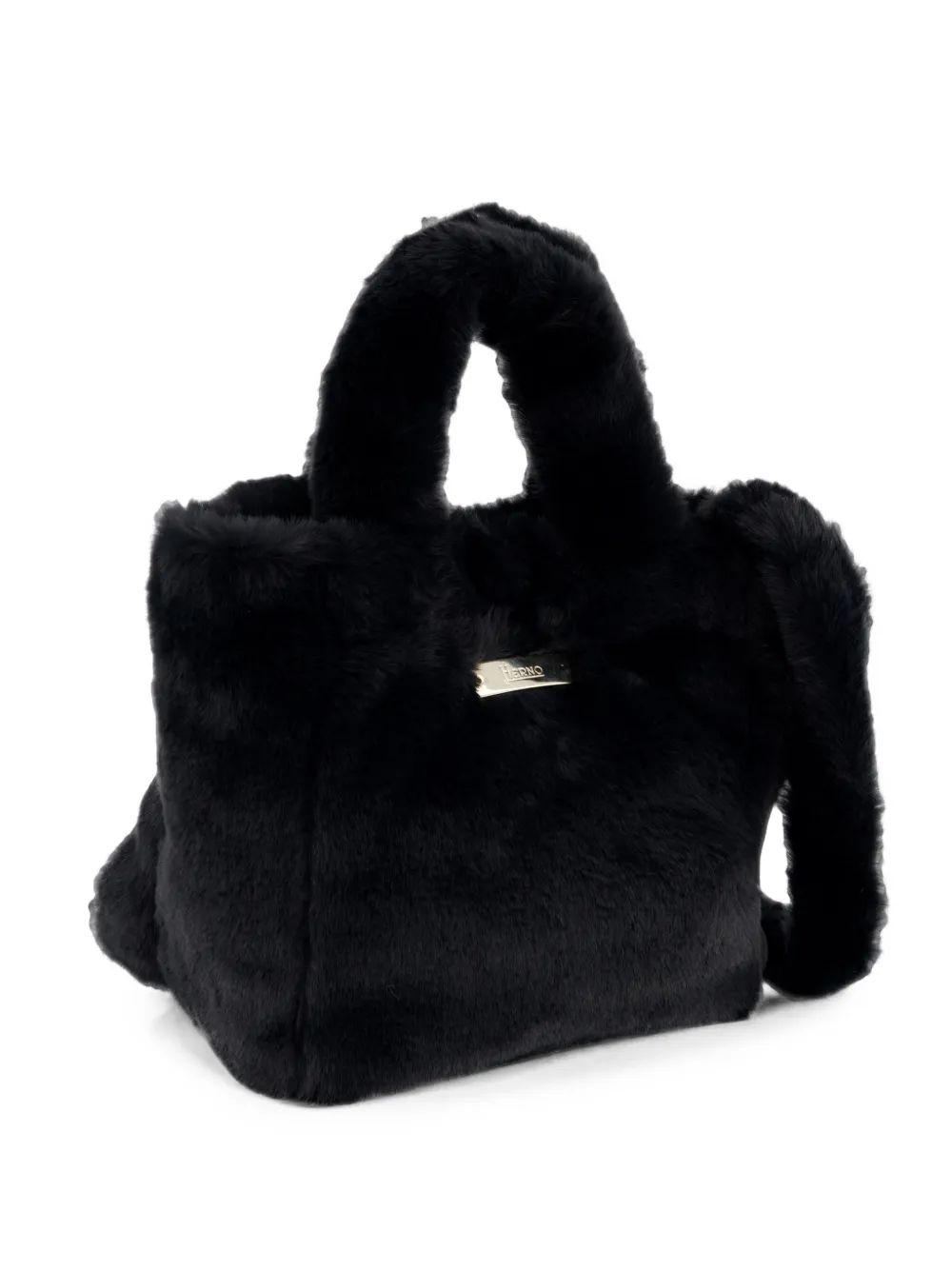 Herno Faux-fur Tote Bag In Black