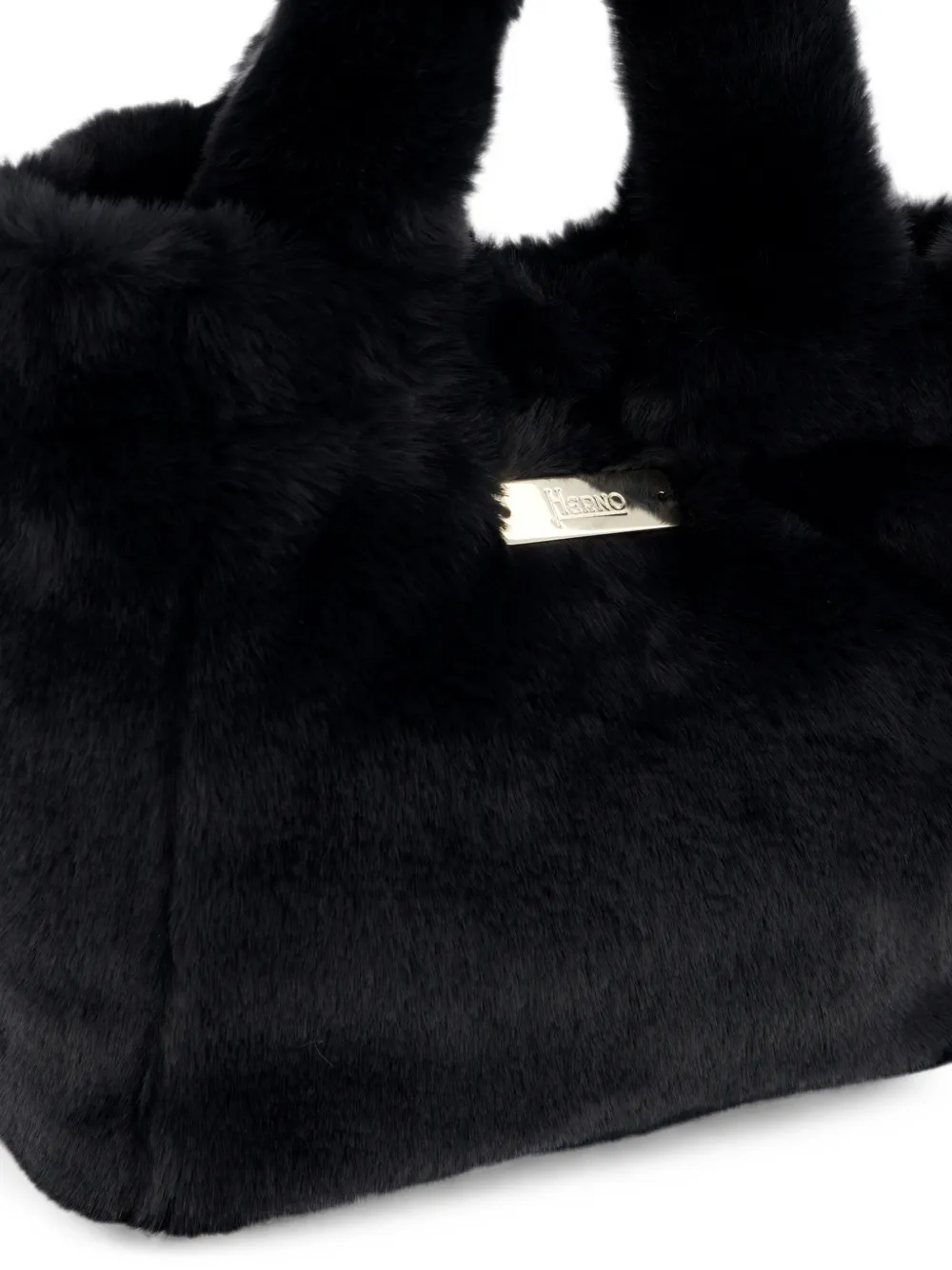 Herno Faux-fur Tote Bag in Black, view 4